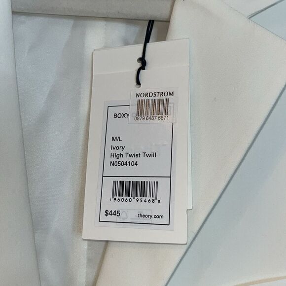 Theory Twill Button Front Vest with Lightly Padded Shoulders M/L NWT $445 - Picture 5 of 7